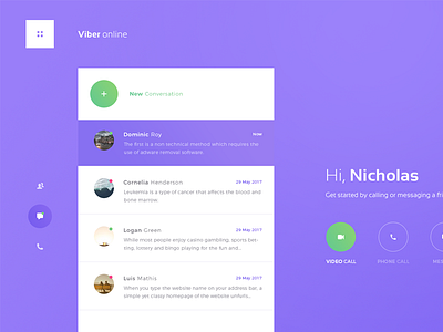 Personal 01: Viberonline chat clean hangouts imessage messenger online startup web ui design ux design viber web design