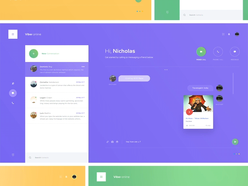 Personal 03: Viberonline - Color Style chat clean design hangouts imessage messenger online startup ui ux viber web