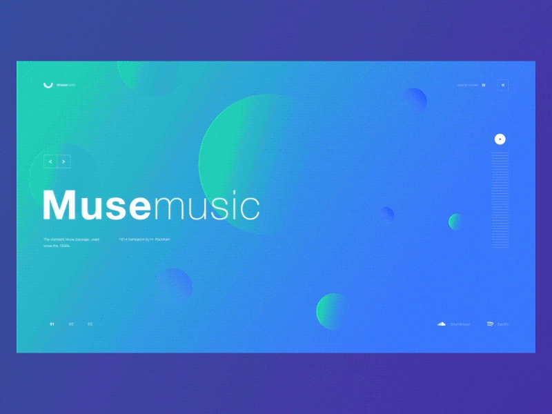 Muse.music design inspiration interaction lookbook portfolio portfolio ui transition ui
