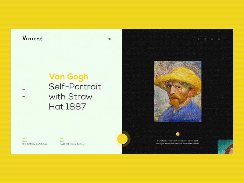 Van Gogh Portraits brand design inspiration interaction lookbook motion portfolio transition ui