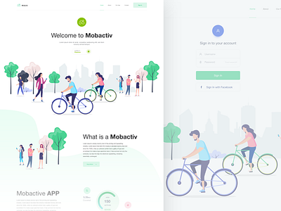 Mobactiv app Landing design illustration inspiration ui ui design ux ux design web web design