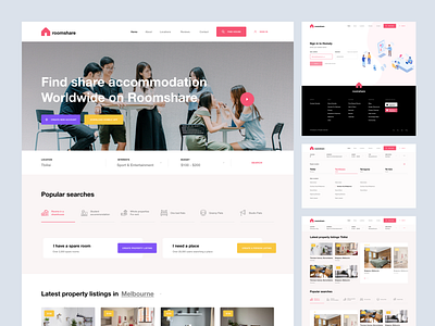 Roomshare Platform - 2 design home inspiration rent room room booking ui ui design ux ux design web web design