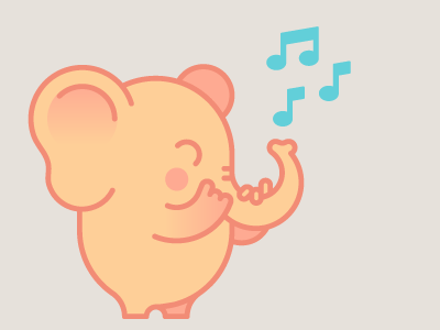 Tiny elephant music notes tiny