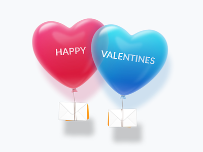 Happy Valentines 3d balloon email icon illustration mail promo realistic sketch valentines