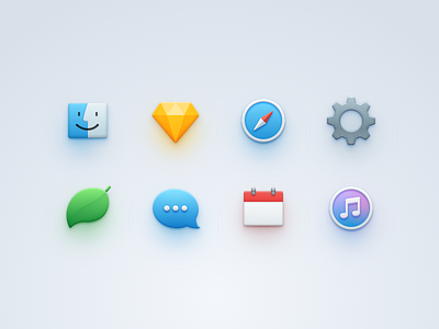 Simple Icons calendar chat coda colors finder icon imessage itunes safari settings simple sketch
