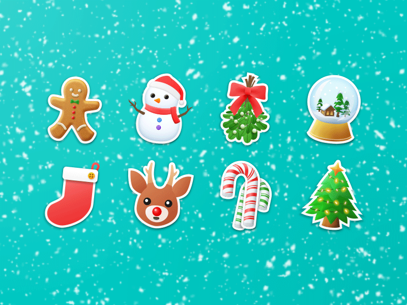 Anitate - iMessage Christmas Stickers animated candy cane christmas cute emoji gingerbread imessage mistletoe reindeer snow globe snowman stickers