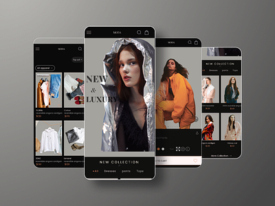 fashion app app application black branding color design ecommerce fashion figma graphic design logo mobile shop typography ui uiux user experience design user interface ux vector