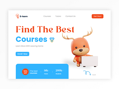 E-learning Landing Page course e learning education education platform education website landing page landingpage language learning management system online online course online university student teaching training tutor ui design uiux website