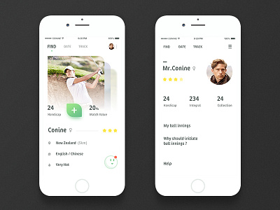 golf social app v1 app clean sport ui ux