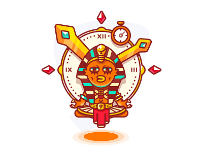 Animation chicken character chicken color egypt illustration orange pharaoh time