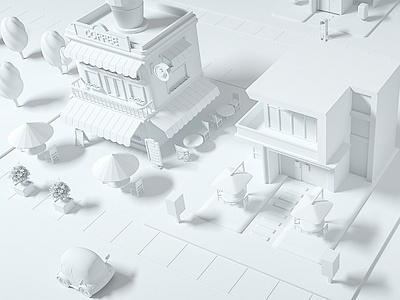 White 3D element 3d elements 3d stuff city game coffee cute game store ui