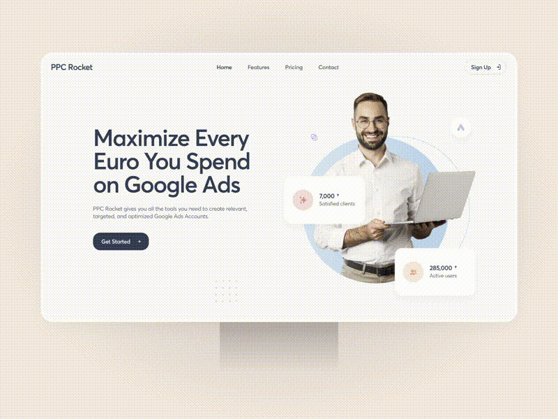 Landing page for SaaS marketing tool. animation clean landing landing page marketing minimal modern saas web design