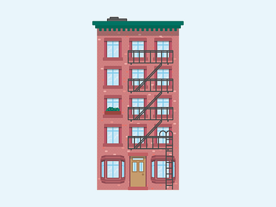 Apartment Building 1 apartment building city illustration new york city red