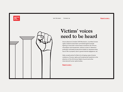 Justice For Beirut Landing Page beirut illustration landing page law lawyers lebanon typography ui ui design website