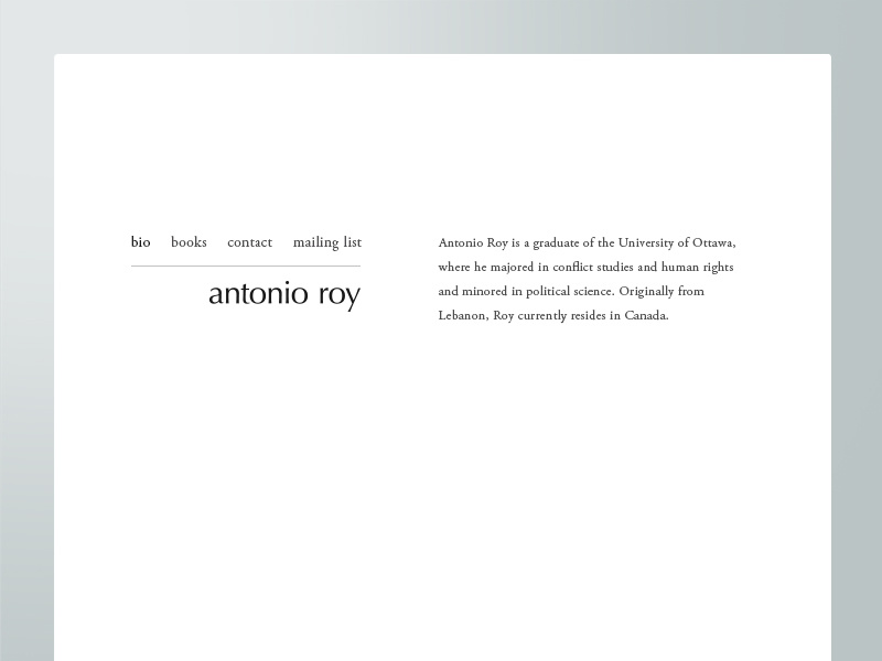 Author Antonio Roy - Website typography logo serifandsans canada minimalist design website ottawa author