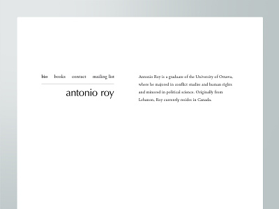 Author Antonio Roy - Website author canada design logo minimalist ottawa serifandsans typography website
