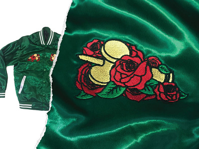 🌹 design embroidery fashion flower illustration jacket mark rose satin texture