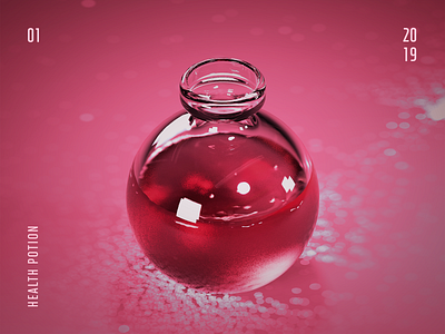 Health Potion - 3D Render 3d cinema 4d design glass graphic design potion potions realflow rpg