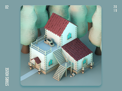 Stairs House Isometric 02