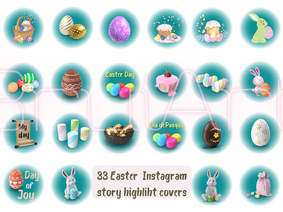 Easter Highlight covers for Instagram set 1 animation bright easter colorful highlight easter highlights graphic design historia de pascua instagram instagram story pasqua инстаграм обложки пасха хайлайтс пасхальные обложки яркие обложки