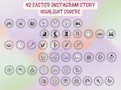 Easter Instagram Highlight covers set 2 bright easter easter highlights eastericon easterstory graphic design historia de pascua lacypattern