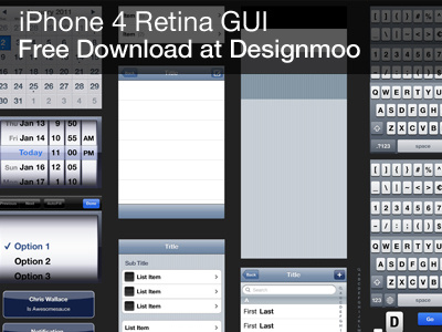 FREEEEE iPhone 4 GUI PSD apple apps blue buttons grey ios iphone mockup psd