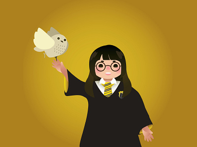 Hufflepuff! harry potter hedwig hogwarts hufflepuff illustration magic owl portfolio school self potrait witch wizard