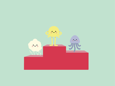 Champion aliens bronze cloud competition cute dribbble extraterrestrial first game gold illustration jellyfish monster podium race second silver third vector win