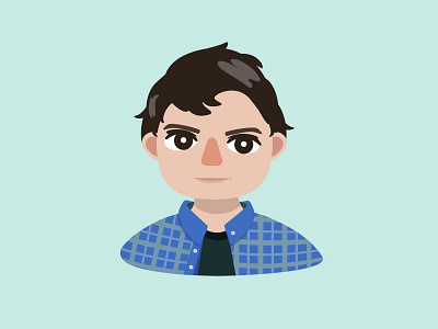 Hey! ver. 2 boy casual character clean cute dribbble flat illustration man man illustration manly masculine mini modern people person shaved shot tartan vector