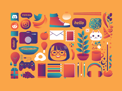 Things that are Me character clean cute design face girl icon illustration personal portfolio shot vector