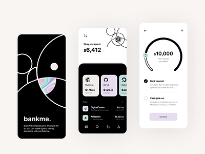 BankMe - Mobile App UI app bank banking app card clean credit card financial fintech mobile mobile app money product design ui ux uxui