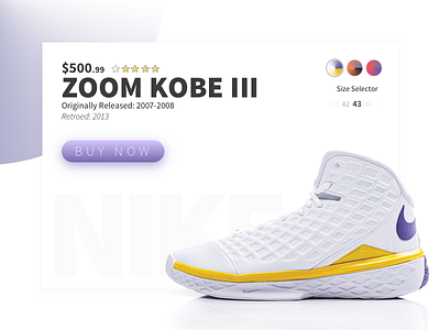 Product Card UI Concept basketball buy now color select kobe nike product card ui