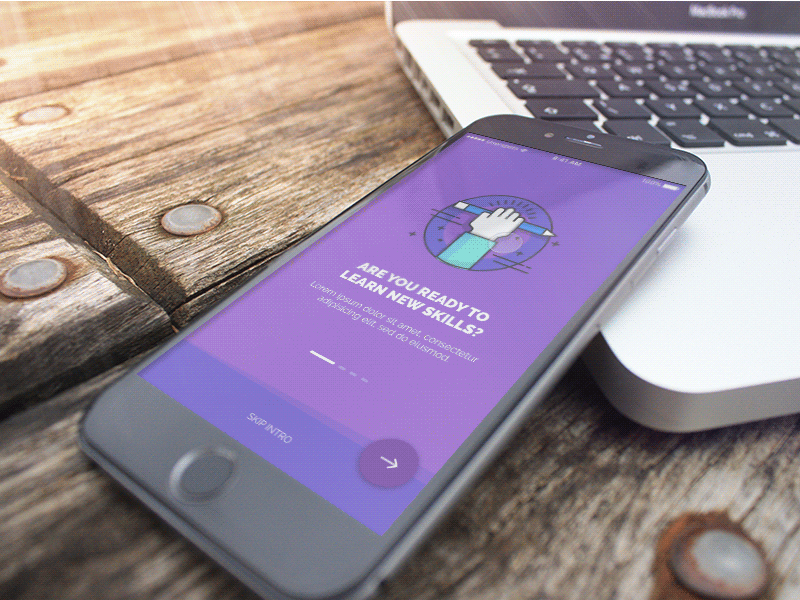 Onboarding Ui Design (Wip) app gif gradient mockup onboarding principle