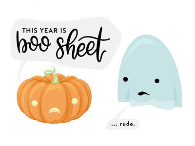 Boo Sheet 2020 design flat ghost halloween hand writing handlettering illustration pumpkin