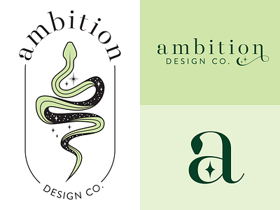 Branding: Ambition Design Co. adobe illustrator ambition branding color and lines etsy icon lockup logo passion project snake stars typography variations vector