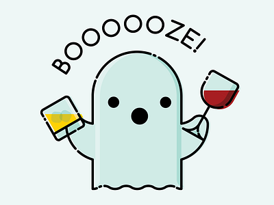 BOOOOOZE adobe illustrator color and lines design ghost halloween illustration pun whiskey wine