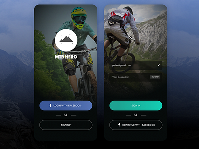 Sign-in for MTB App activity app fitness log in mobile mountain bike sign in ui