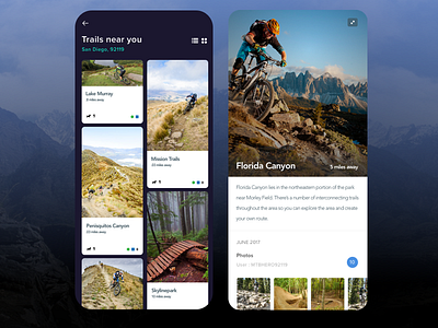 Gallery + Detail view for MTB App app bike fitness gif interaction ios mobile mountain ui ux