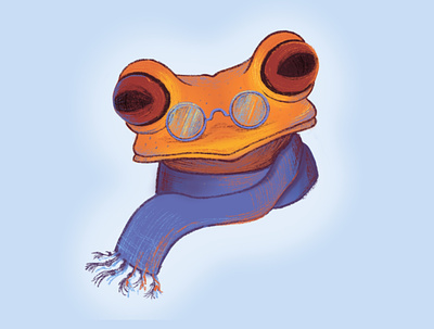 Distinguished Gentlefrog 🐸 character character art character design cute frog gentleman glasses illustration orange pretty scarf toad