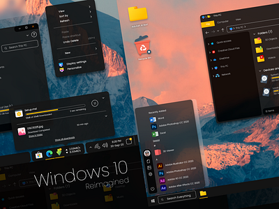 Windows 10 - Redesign Concept branding clock design desktop downloader explorer home icon menu microsoft redesign rounded corner start start menu taskbar ui wallpaper windows windows 10 windows app