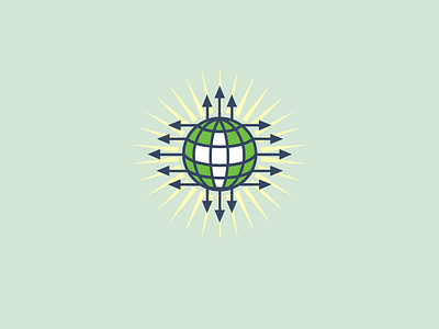 Go into the world and teach to all nations arrow burst globe icon logo