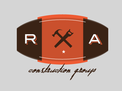 RA logo gritty type construction hammer saw star