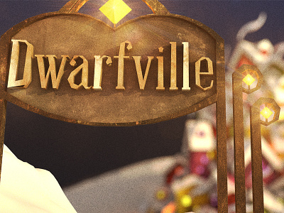 Dwarfville #2 3d cinema 4d cityscape dwarf illustration landscape light night snow texture wood