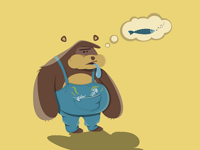 Silly Bear 2d bear character fish illustration silly stupid