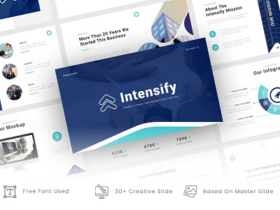 Intensify - Finance & Consulting Presentation Template aquas blue business consulting corporate google slide keynote layout powerpoint presentation template ui web website white