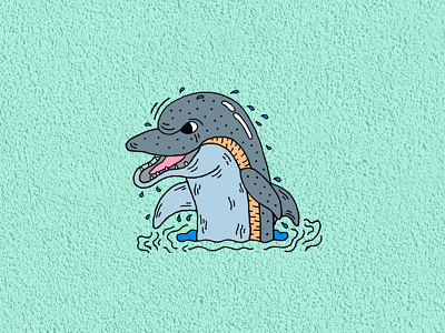 Don't Mess With Dolphins dolphin doodle graphic illustration nature ocean texture