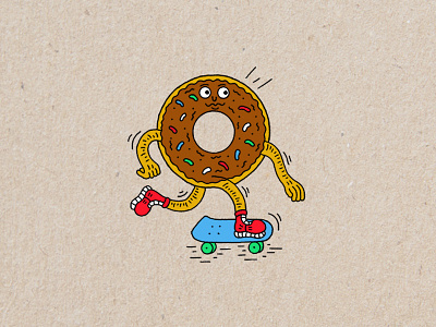 Doughnut Skate Sesh doodle doughnut graphic illustration pastry skate skateboarding