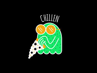 Chillen design doodle dots graphic illustration pizza type