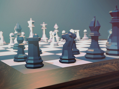 Low poly chess set in Blender