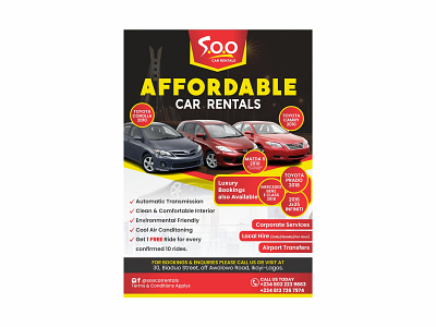 A Car Hire Service Flyer Design advertising branding corporate branding design flyer flyer design graphic design marketing